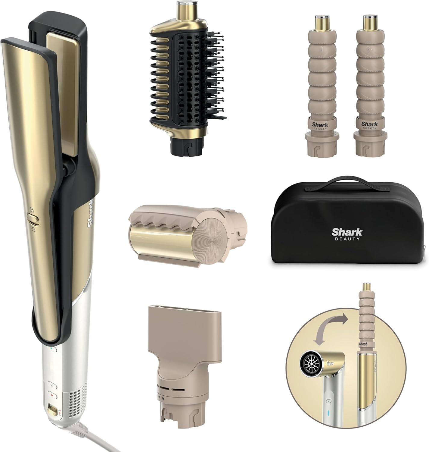 سشوار و اتو موی حالت دهنده  چندکاره شارک آمریکا Shark Glam Multistyler HD6051SEU همراه با لوازم جانبی کامل